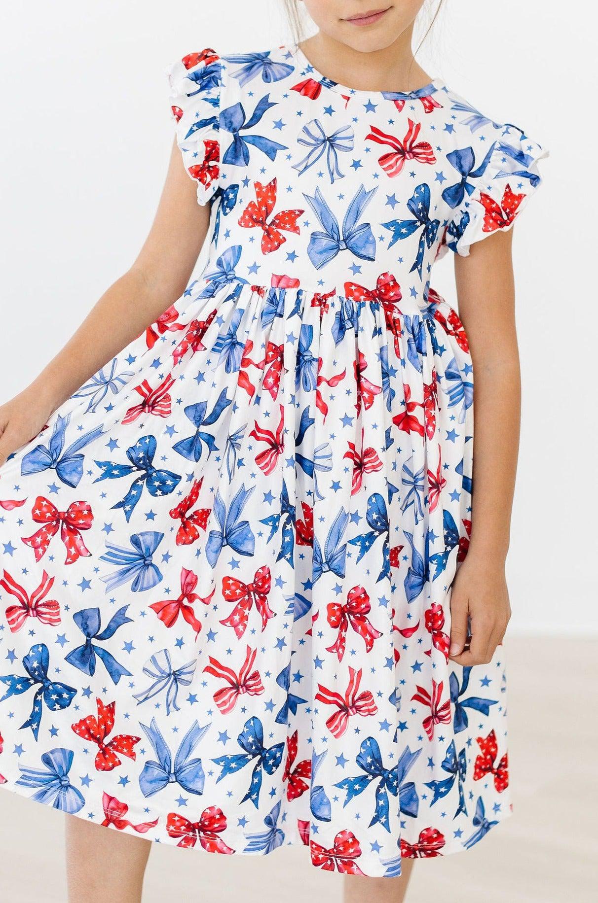 Born to Sparkle Flutter Sleeve Twirl Dress-Mila & Rose ®