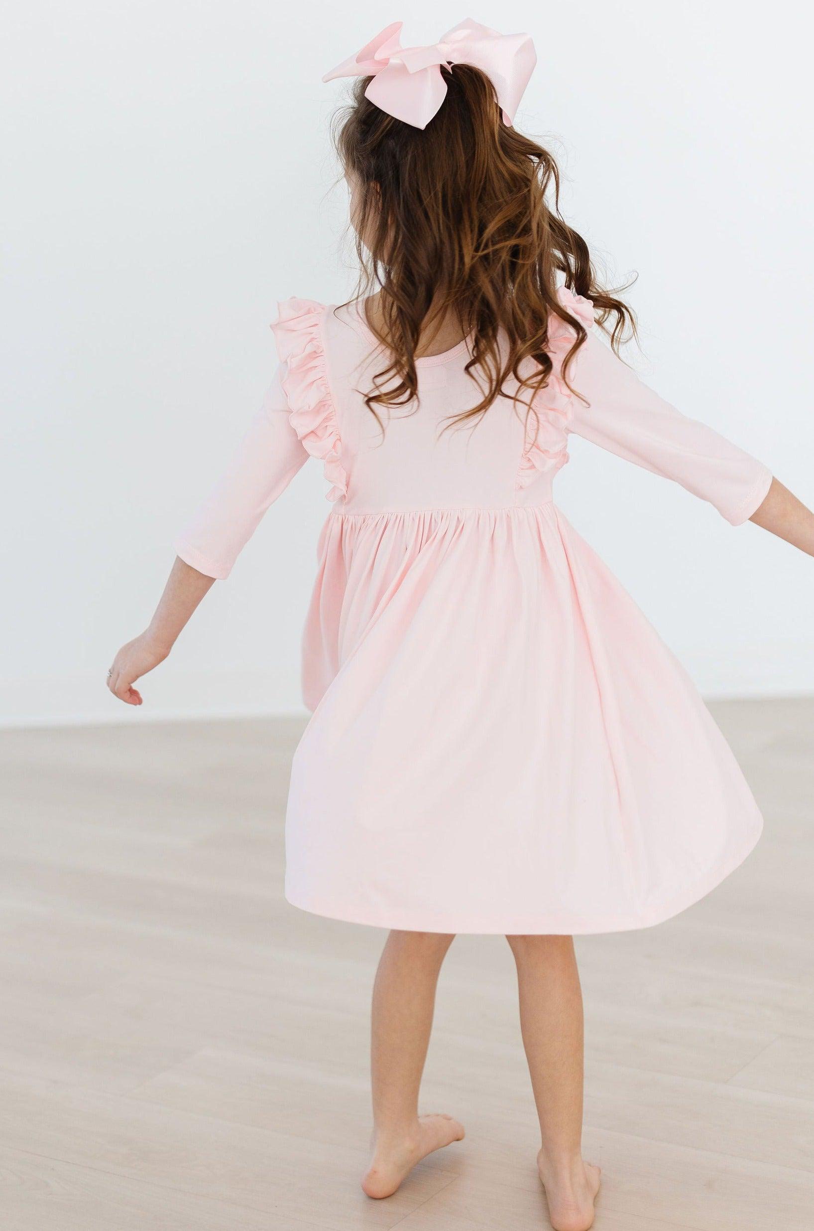 SALE Petal Pink 3/4 Sleeve Ruffle Twirl Dress-Mila & Rose ®