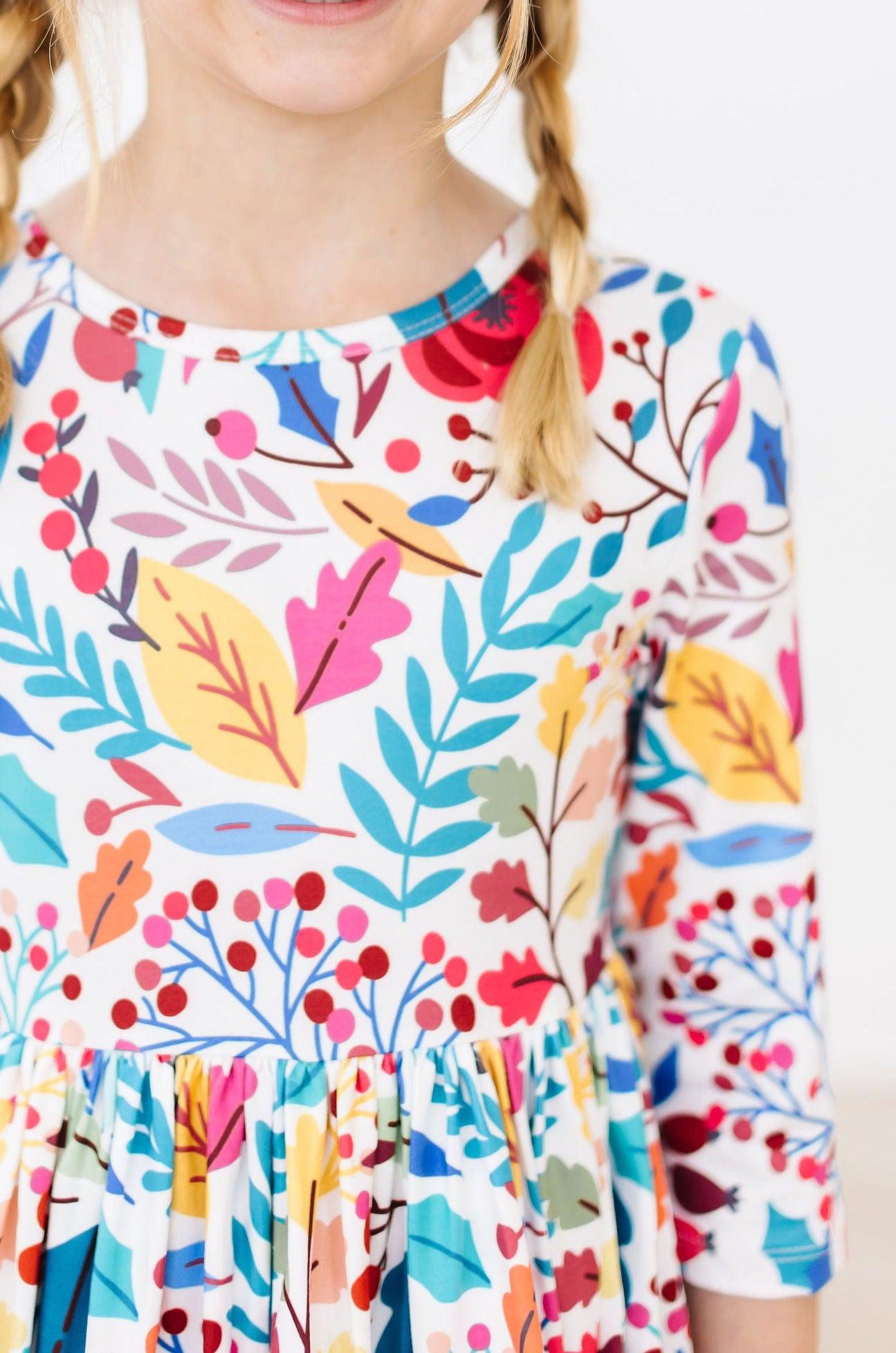 SALE Winter Berries 3/4 Sleeve Pocket Twirl Dress-Mila & Rose ®