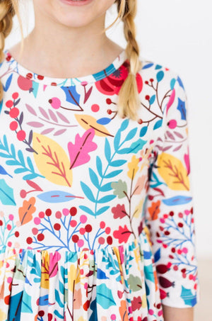 SALE Winter Berries 3/4 Sleeve Pocket Twirl Dress-Mila & Rose ®
