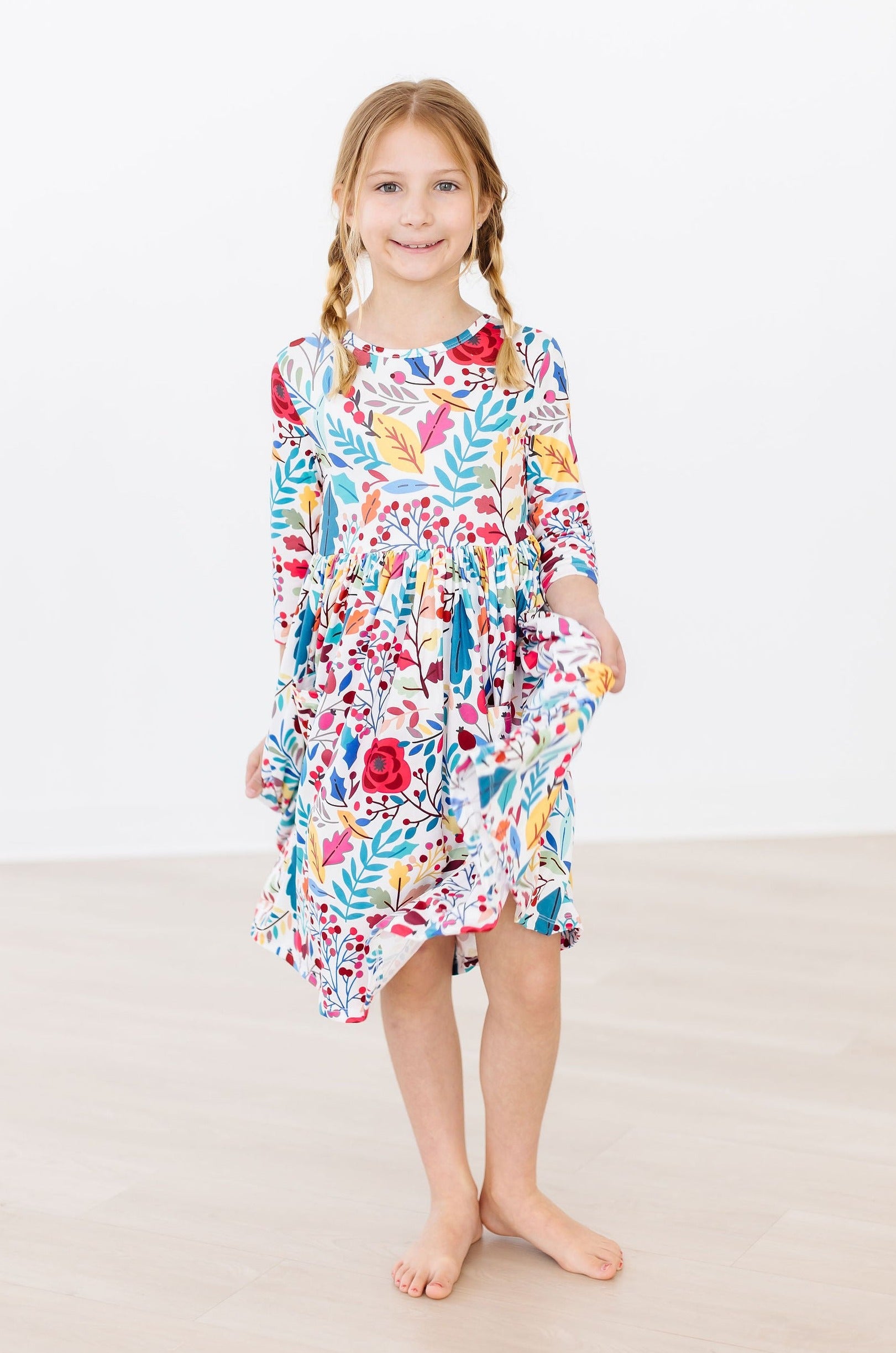 SALE Winter Berries 3/4 Sleeve Pocket Twirl Dress-Mila & Rose ®