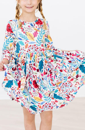 SALE Winter Berries 3/4 Sleeve Pocket Twirl Dress-Mila & Rose ®