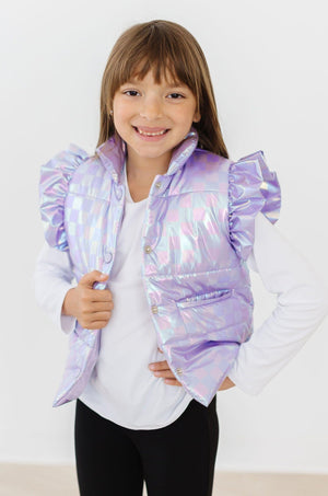 Lavender Haze Checker Puffer Vest-Mila & Rose ®