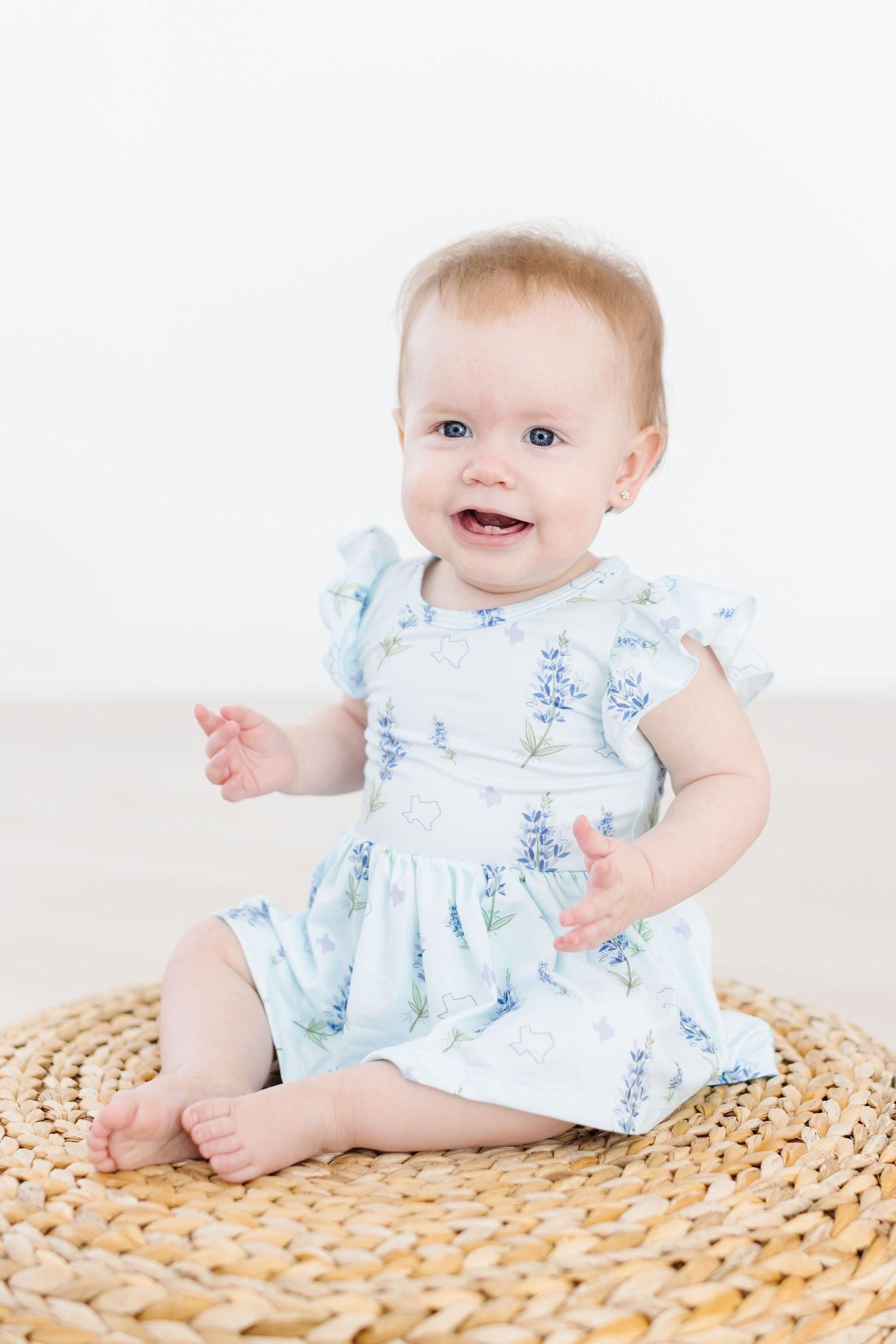 Texas Bluebonnets S/S Flutter Twirl Bodysuit-Mila & Rose ®