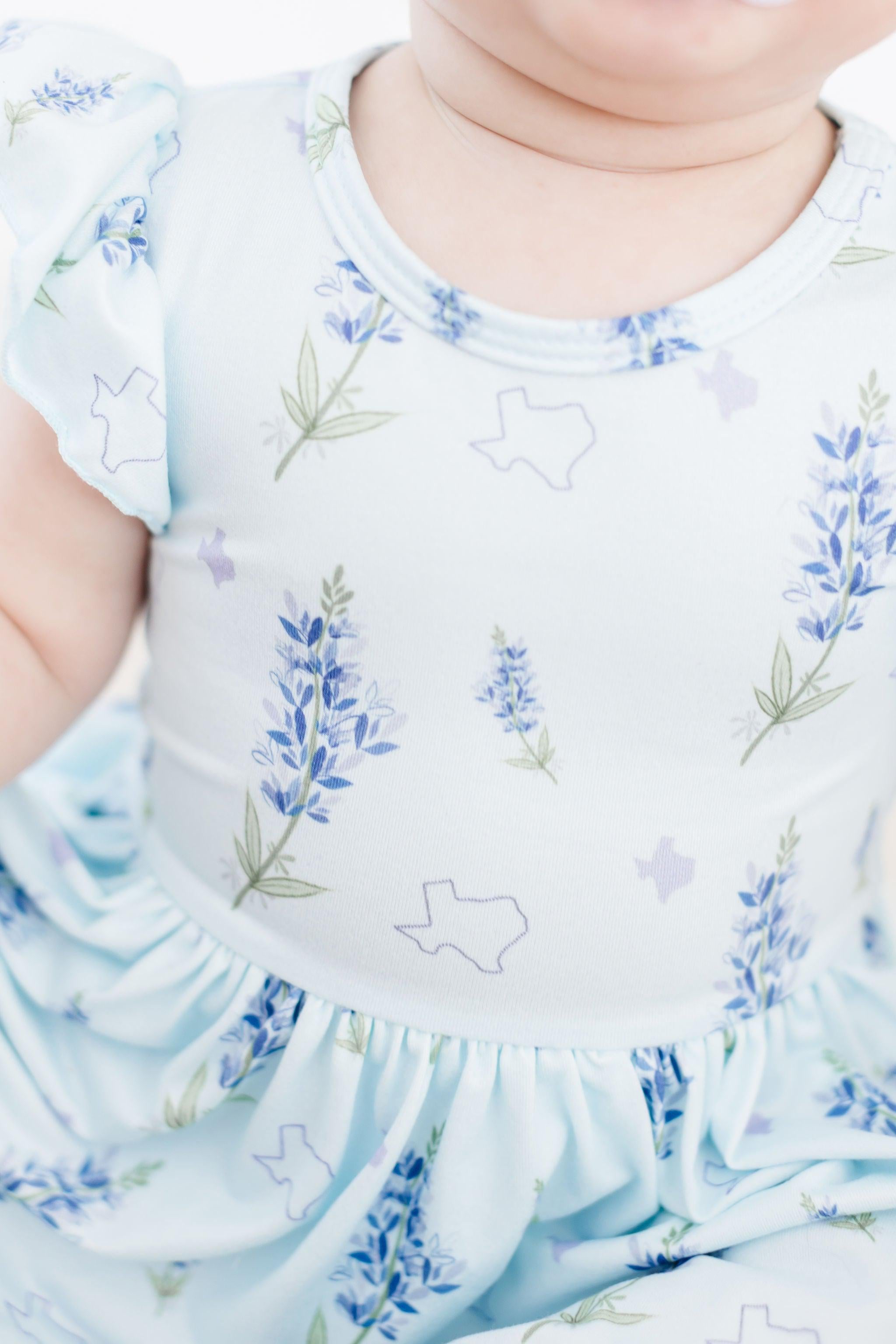 Texas Bluebonnets S/S Flutter Twirl Bodysuit-Mila & Rose ®