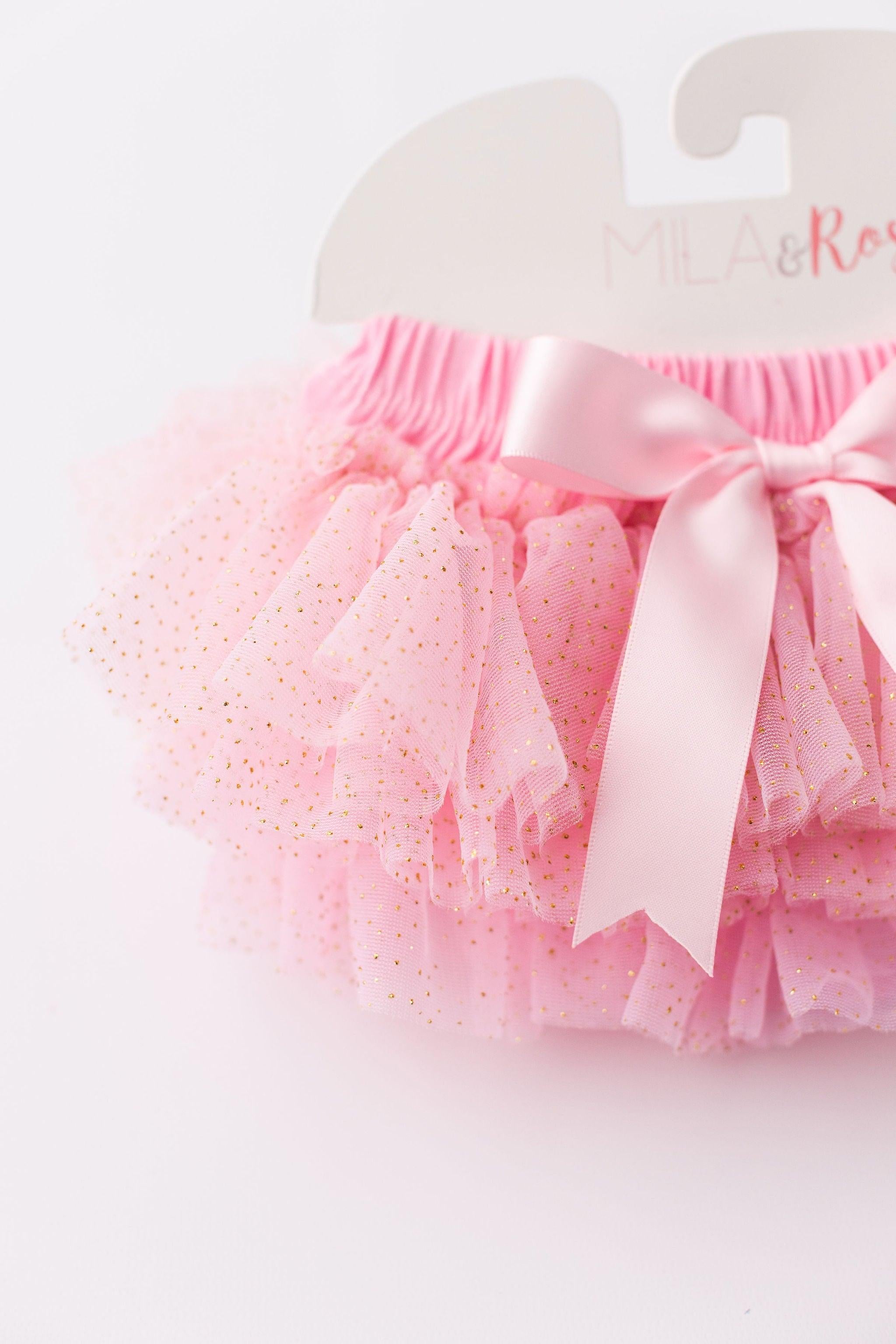 Pink & Gold Glitter Ruffle Tutu Bloomer-Mila & Rose ®