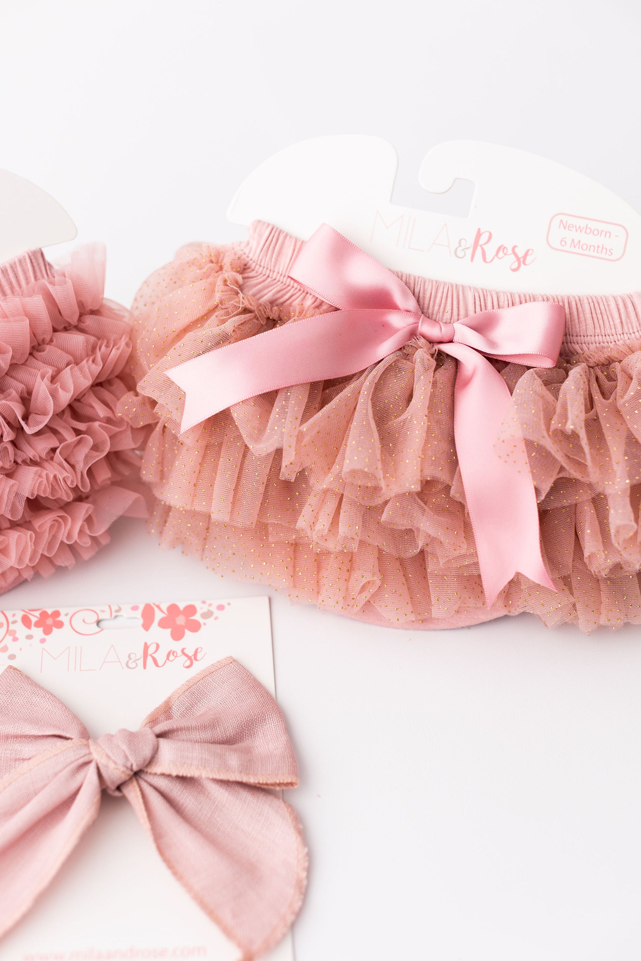 Vintage Pink & Gold Glitter Ruffle Tutu Bloomer-Mila & Rose ®