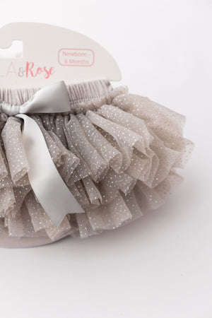 Gray & Silver Glitter Ruffle Tutu Bloomer-Mila & Rose ®