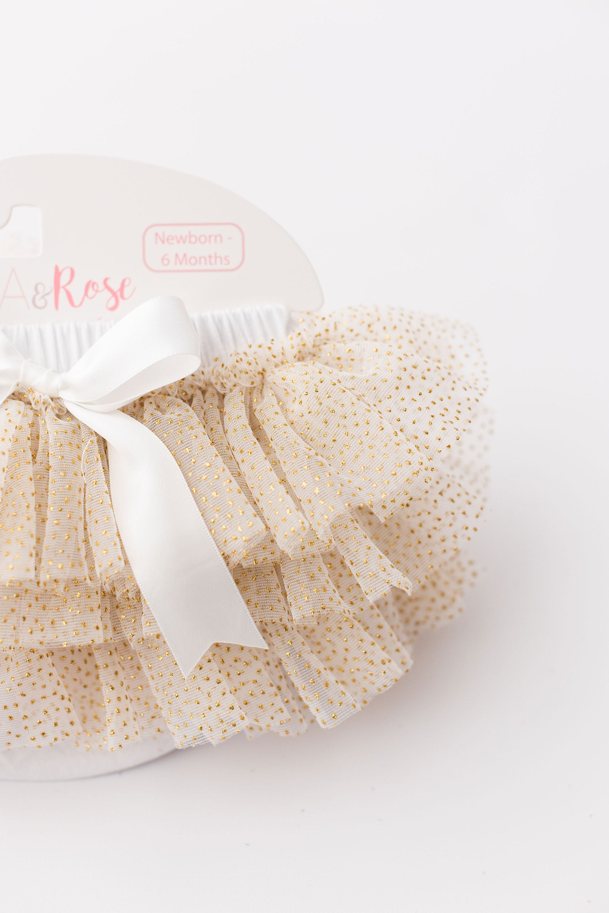 White & Gold Glitter Ruffle Tutu Bloomer-Mila & Rose ®