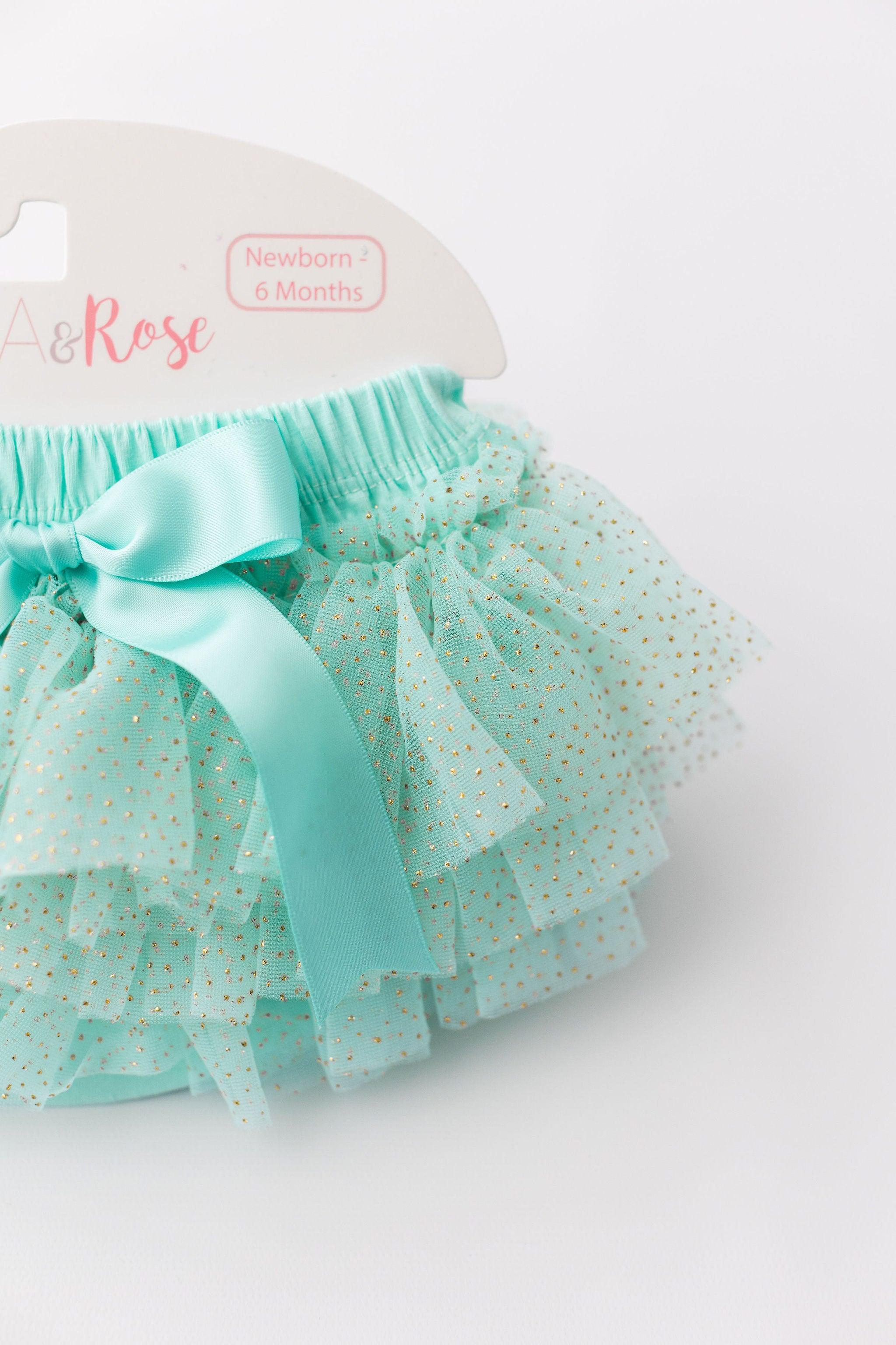Mint & Gold Glitter Ruffle Tutu Bloomer-Mila & Rose ®