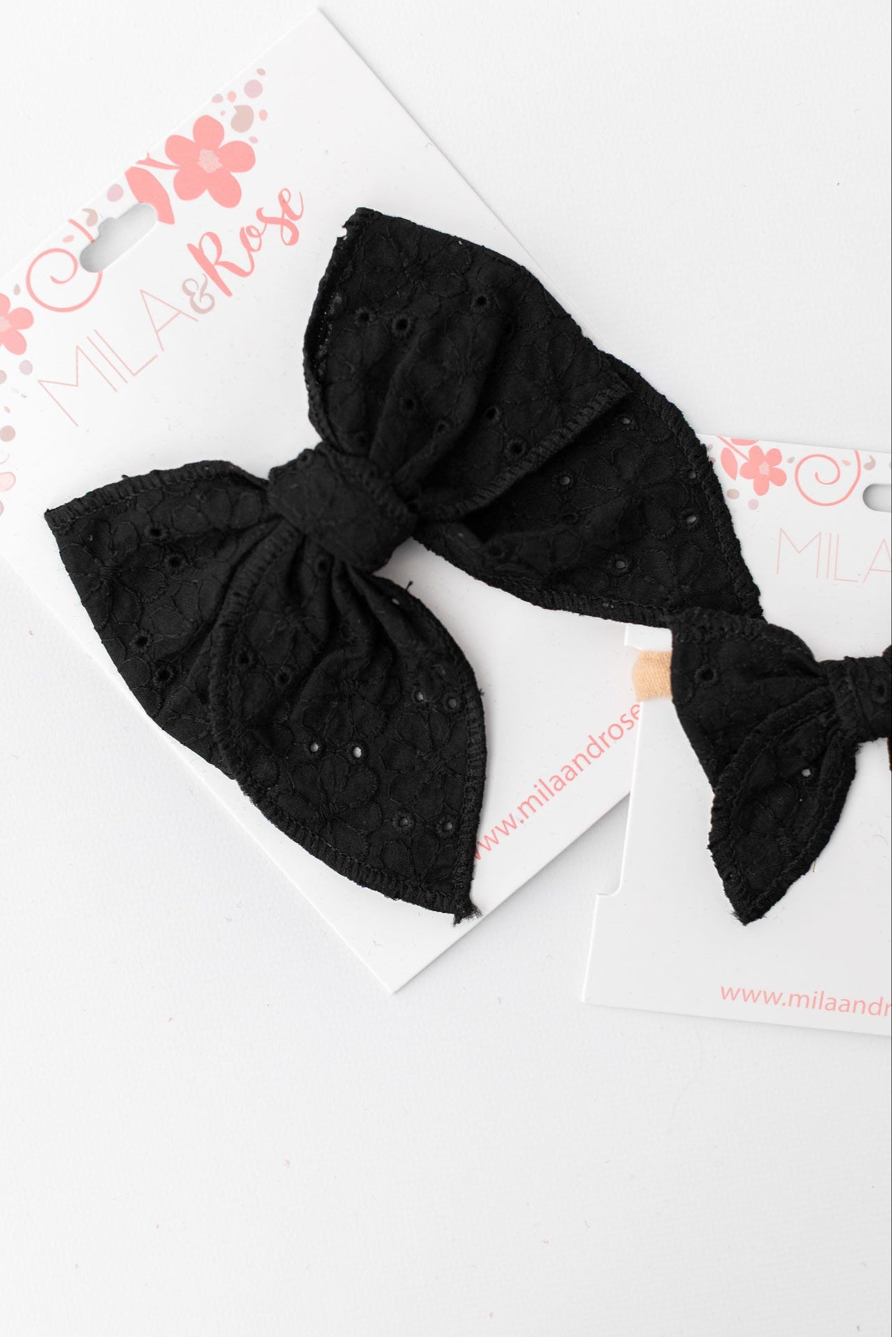 Classic Hair Bow - Black Eyelet-Mila & Rose ®