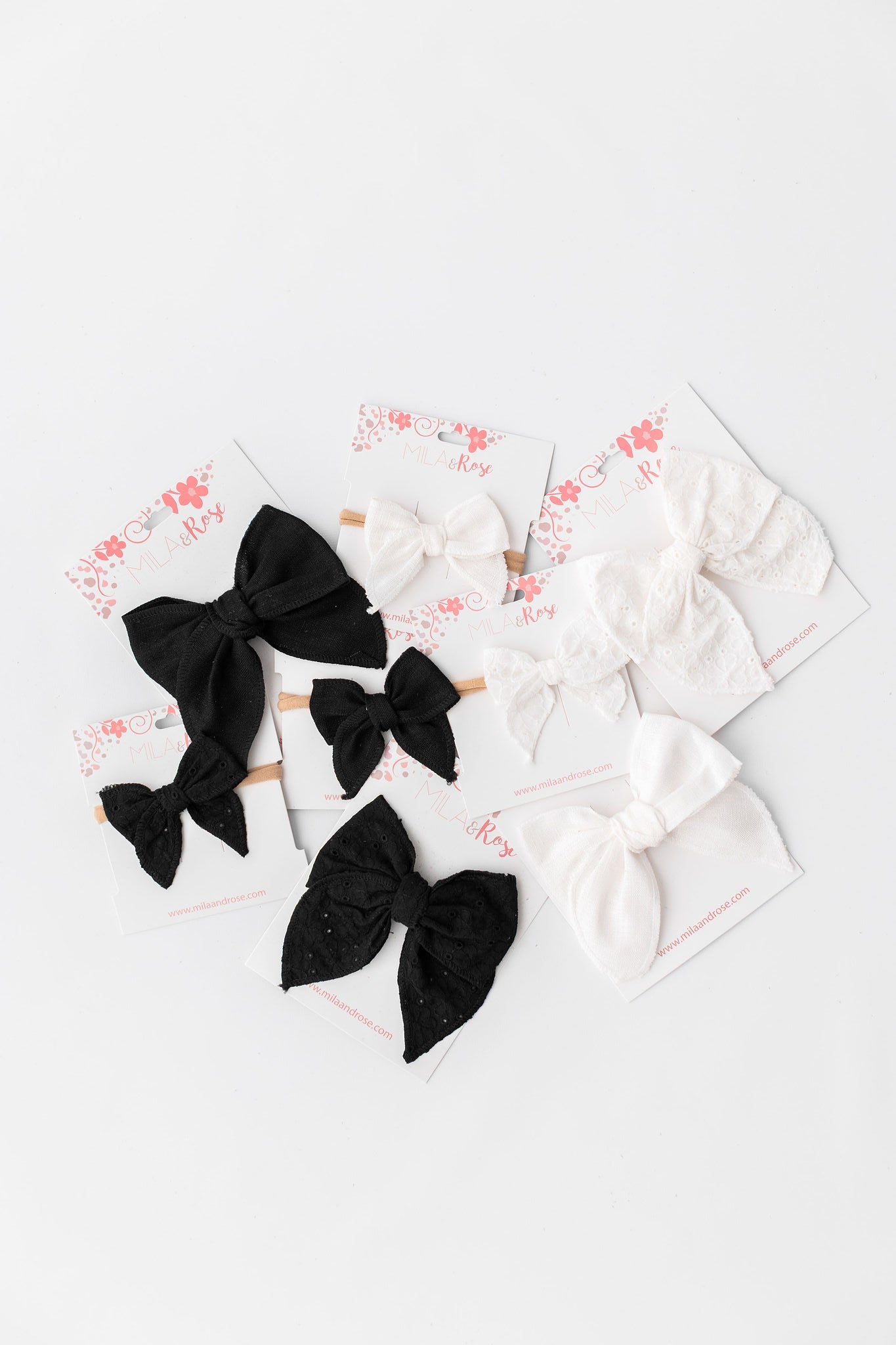 Classic Hair Bow - White Eyelet-Mila & Rose ®