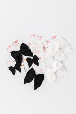 Classic Hair Bow - White Eyelet-Mila & Rose ®