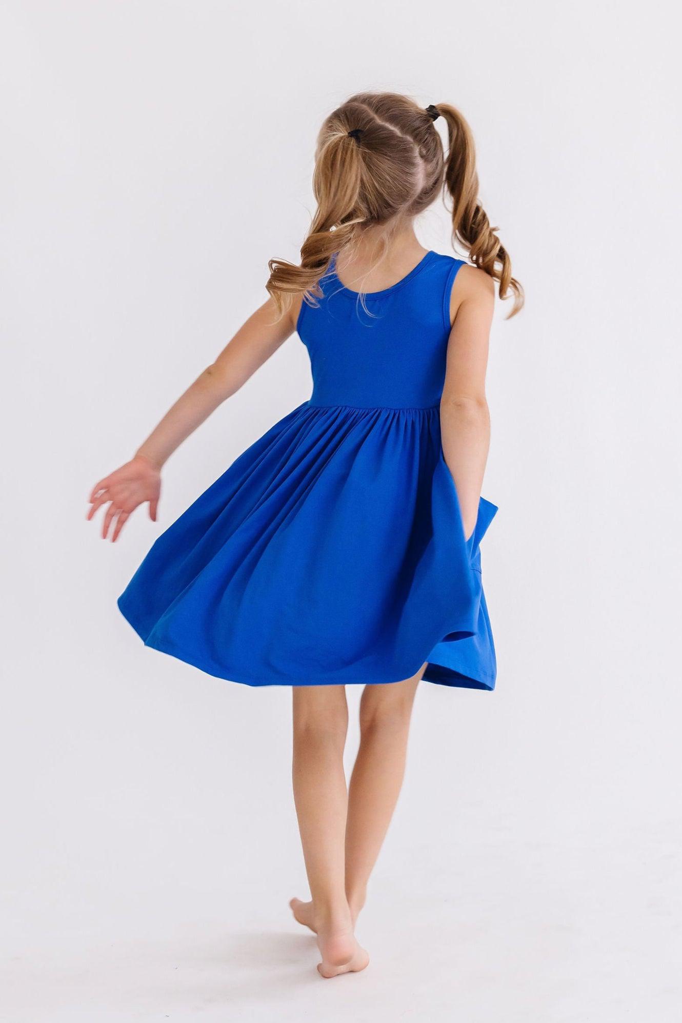 Royal Blue Tank Pocket Twirl Dress-Mila & Rose ®