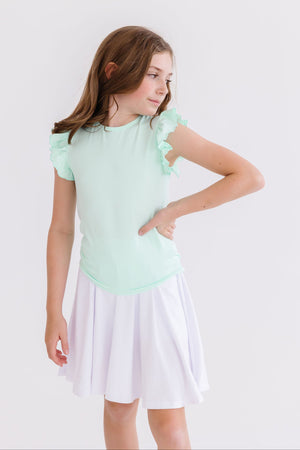 Pastel Green S/S Ruffle Tee-Mila & Rose ®