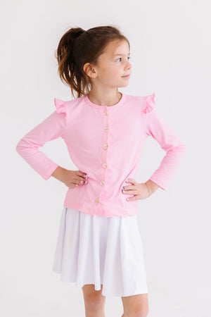 Bubblegum Pink Ruffle Cardigan-Mila & Rose ®