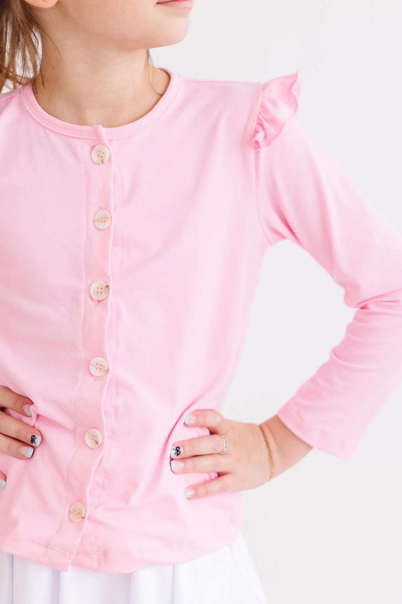 Bubblegum Pink Ruffle Cardigan-Mila & Rose ®