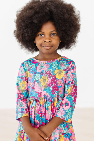 Feeling Floral 3/4 Sleeve Pocket Twirl Dress-Mila & Rose ®