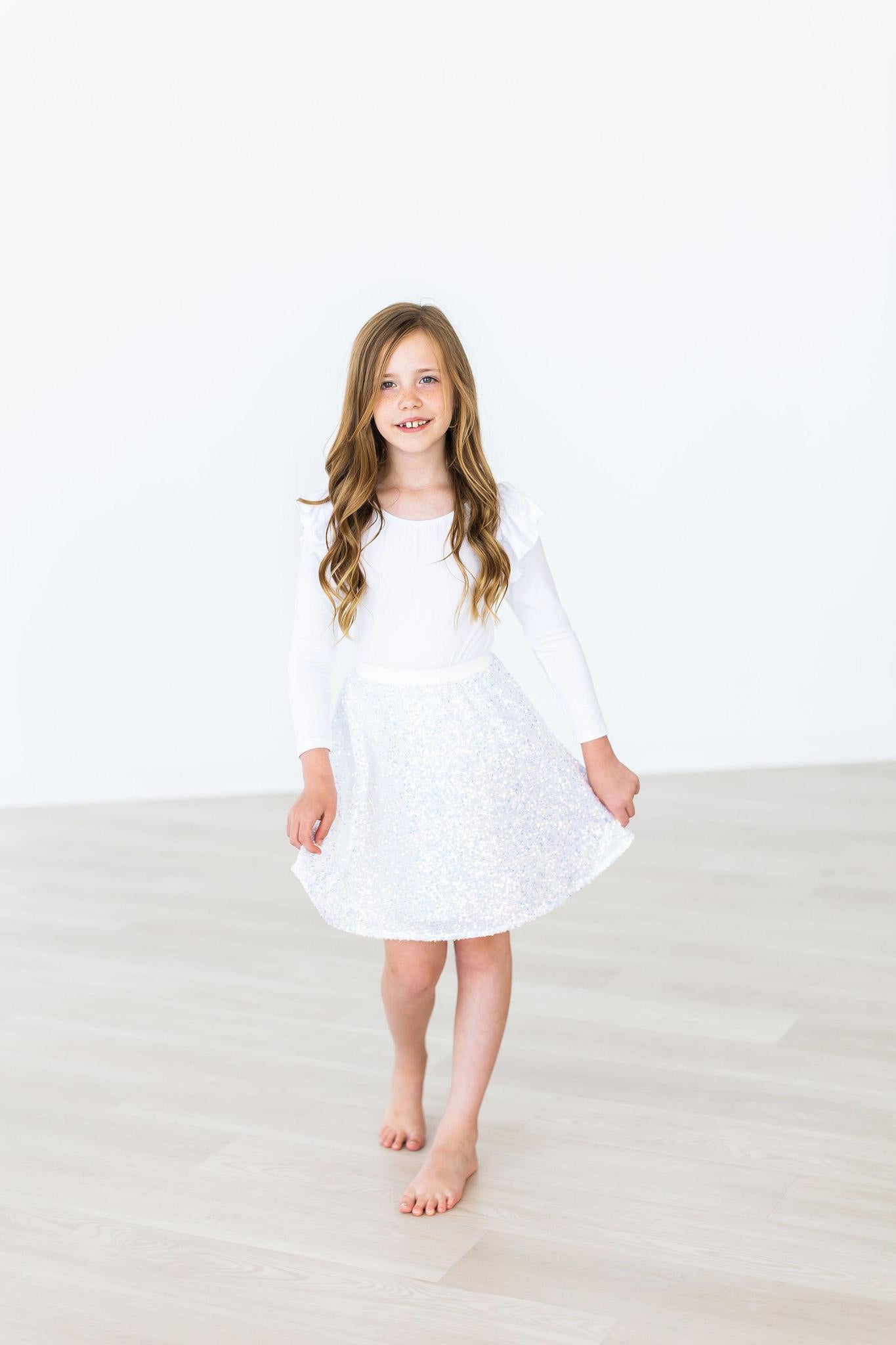 White L/S Flutter Sleeve Leotard - NEW-Mila & Rose ®