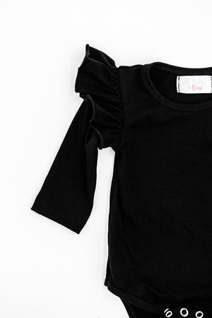 Black L/S Flutter Bodysuit-Mila & Rose ®