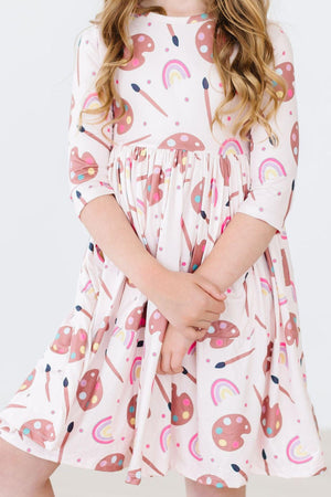 SALE Art Class 3/4 Sleeve Pocket Twirl Dress-Mila & Rose ®