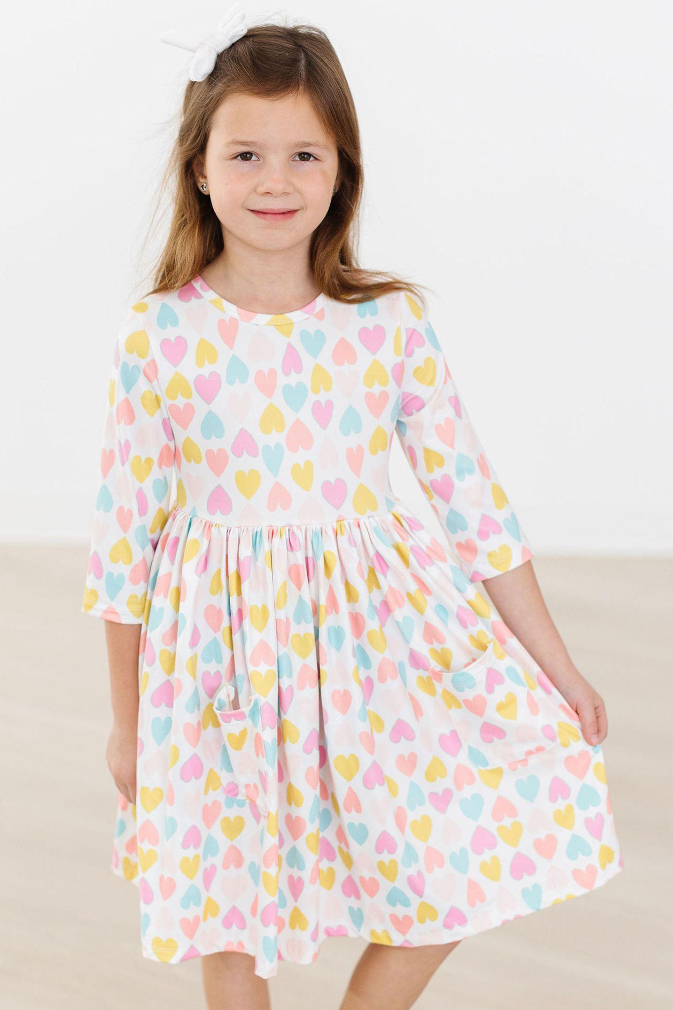 Sweetheart 3/4 Sleeve Pocket Twirl Dress-Mila & Rose ®