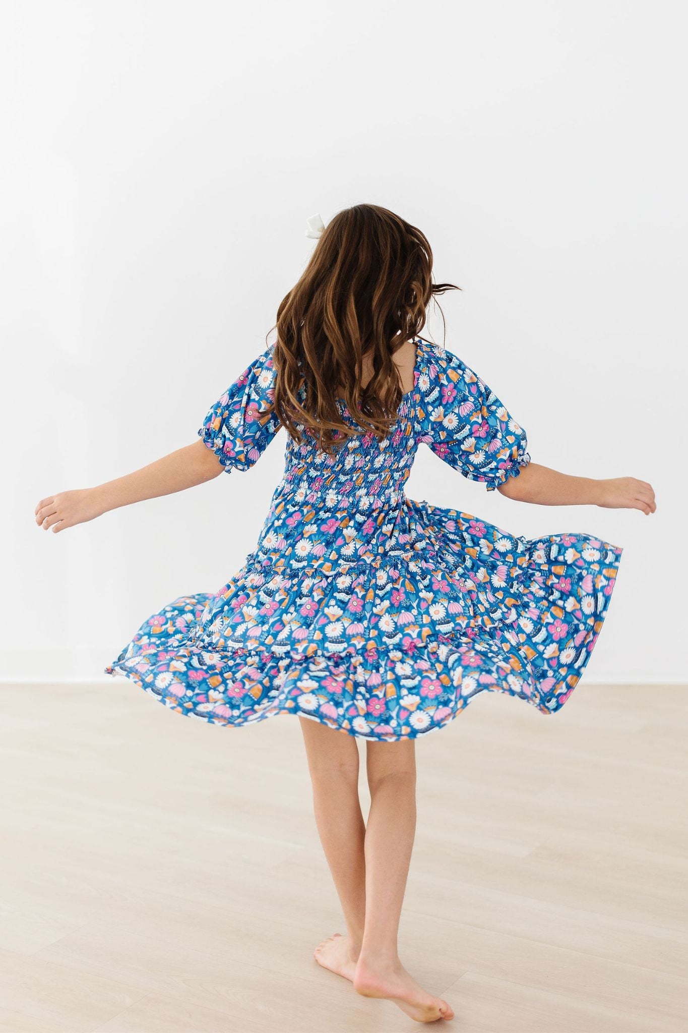 Fluttering Flowers Smocked Ruffle Dress-Mila & Rose ®