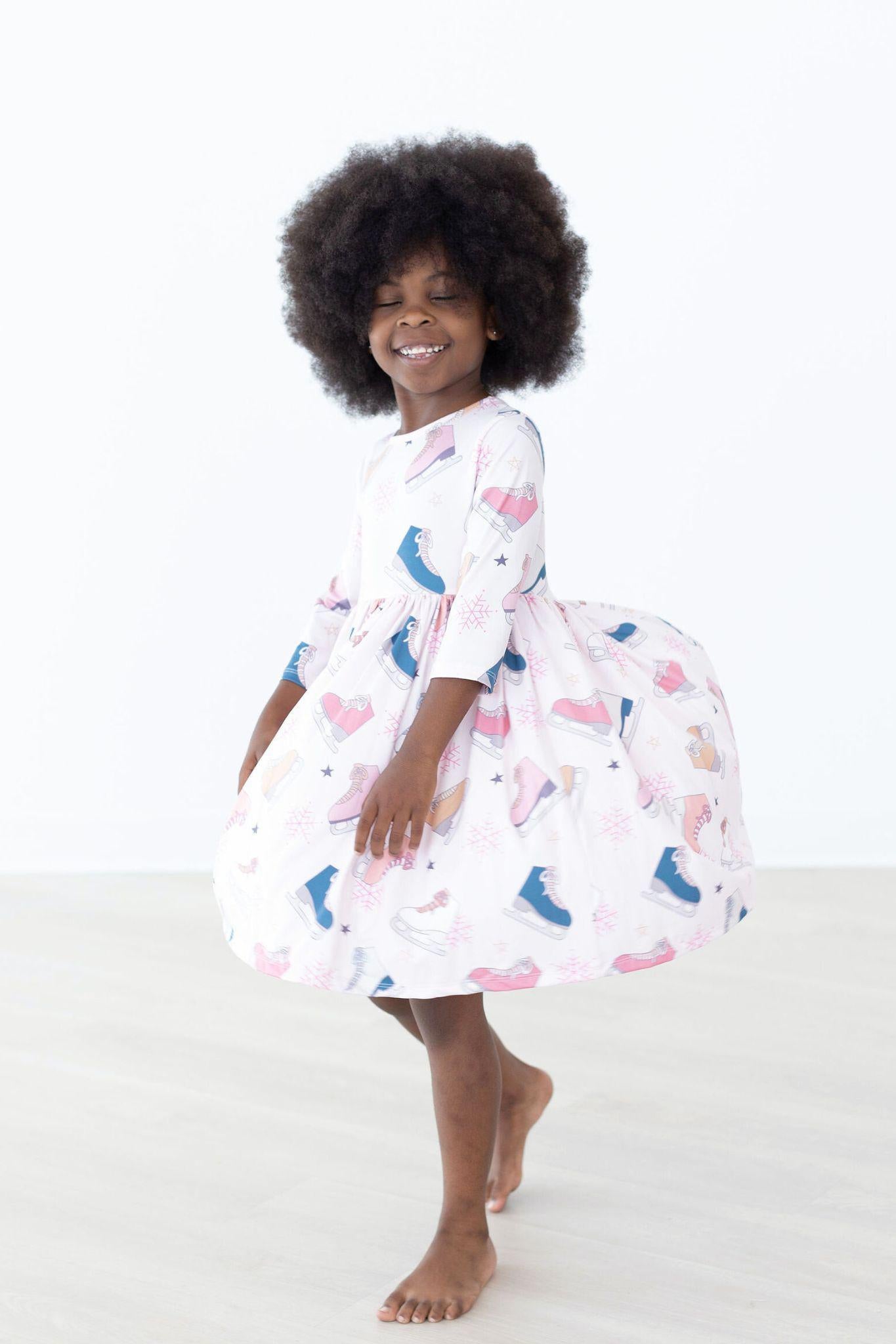 Figure Skate 3/4 Sleeve Twirl Dress-Mila & Rose ®