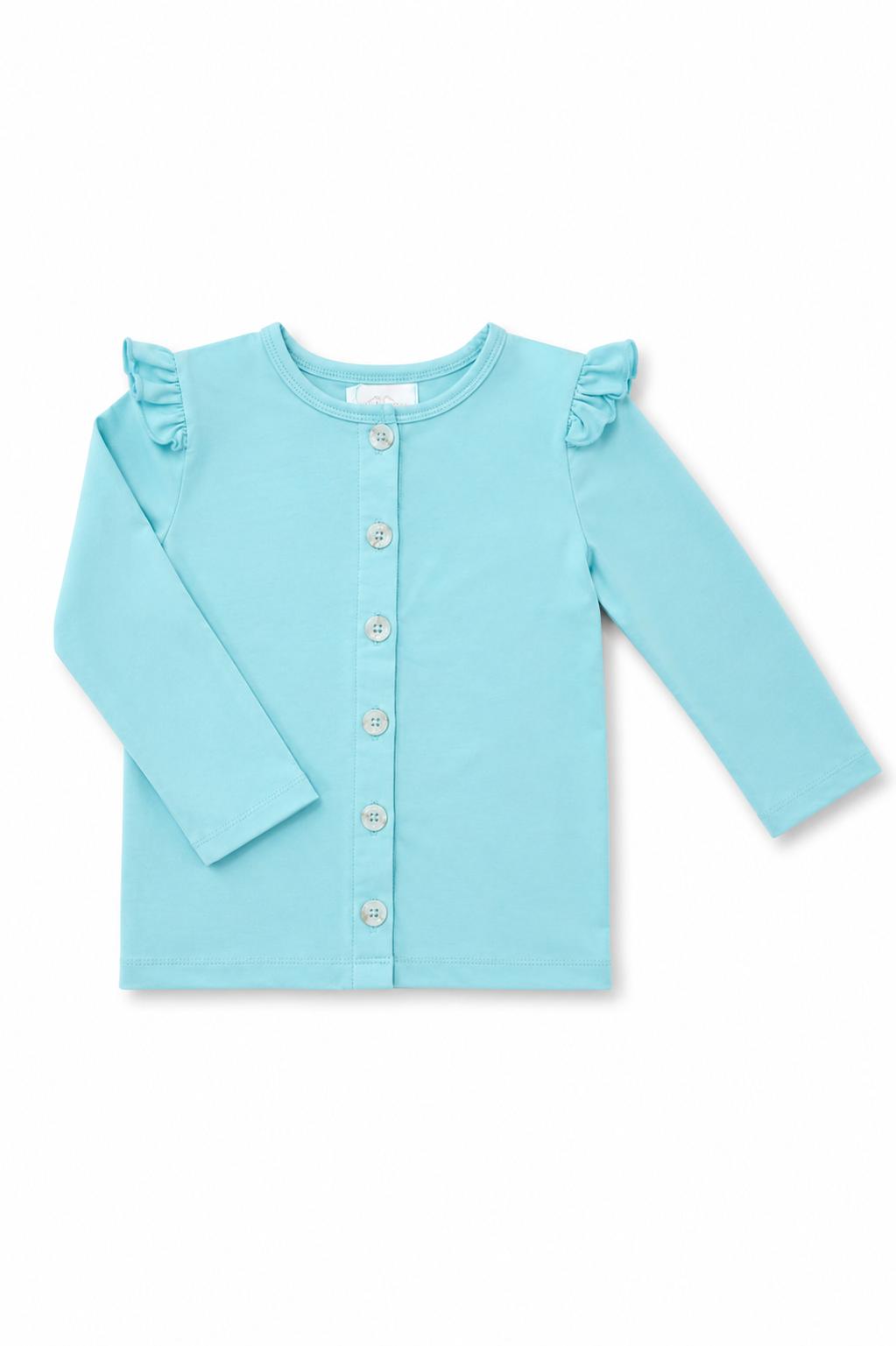 Aqua Ruffle Cardigan-Mila & Rose ®