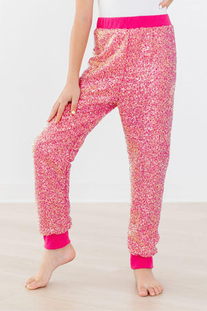 Hot Pink Sequin Joggers-Mila & Rose ®