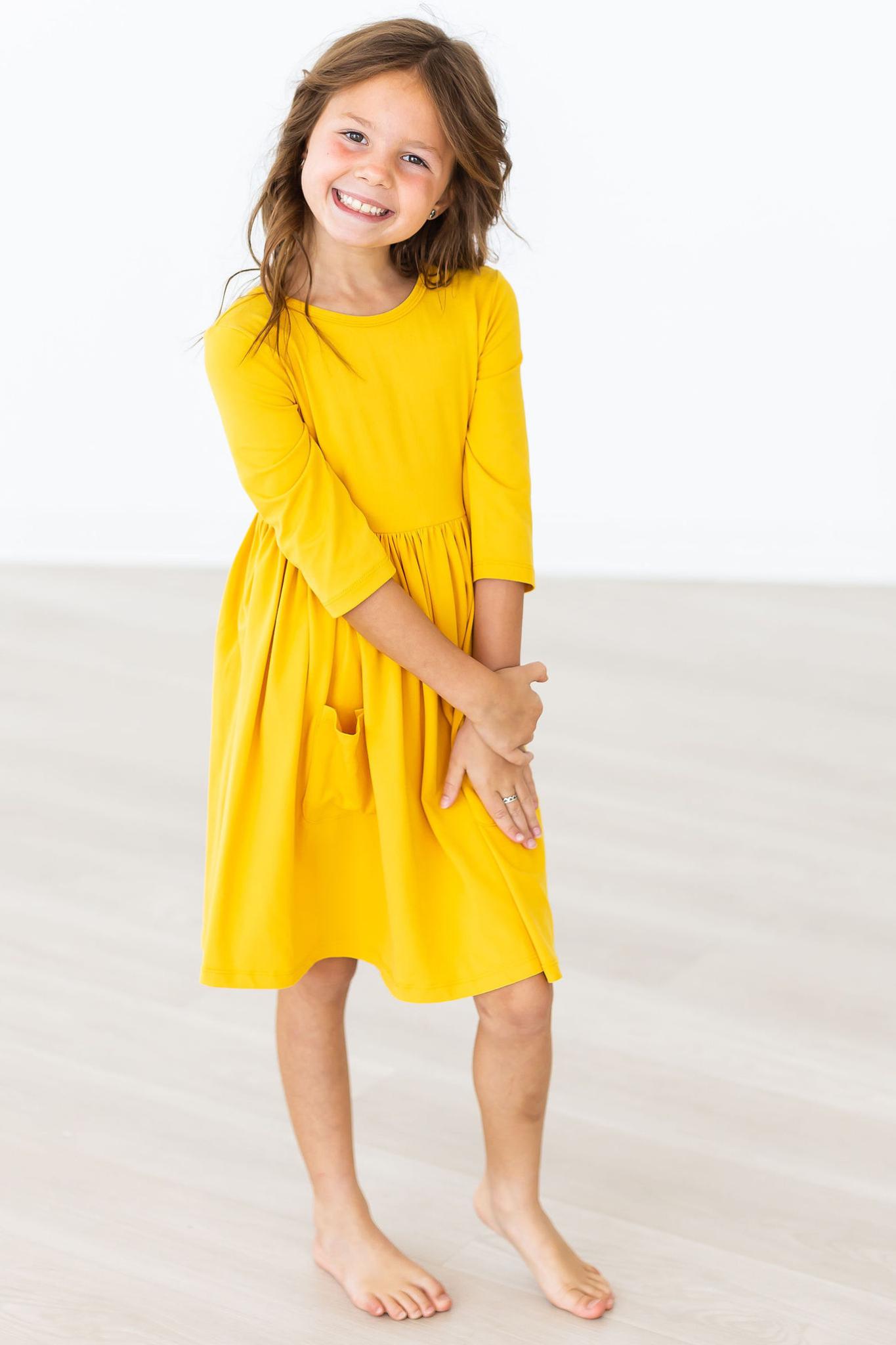 Mustard Pocket Twirl Dress-Mila & Rose ®