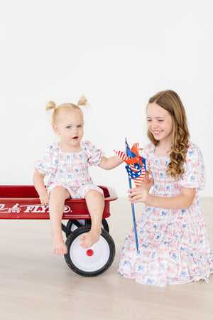 Vintage Flags Smocked Ruffle Dress-Mila & Rose ®