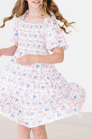 Vintage Flags Smocked Ruffle Dress-Mila & Rose ®