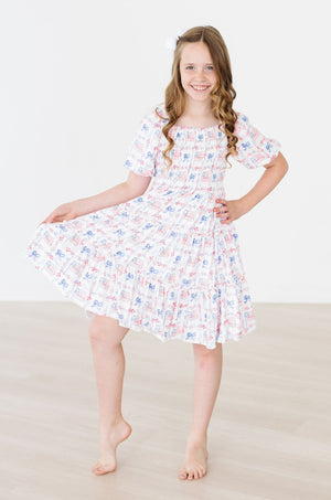 Vintage Flags Smocked Ruffle Dress-Mila & Rose ®