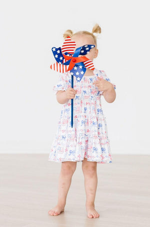 Vintage Flags Smocked Ruffle Dress-Mila & Rose ®