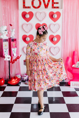 Bouquet Beauty 3/4 Sleeve Pocket Twirl Dress-Mila & Rose ®