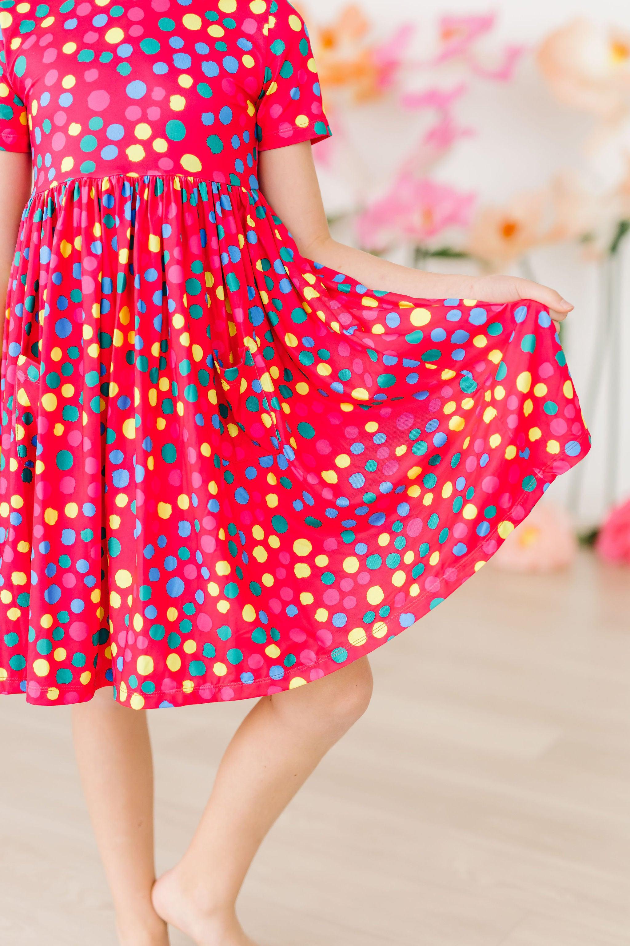 Polka Dot Party S/S Pocket Twirl Dress-Mila & Rose ®