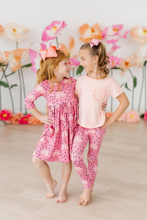 Rainbow Wishes 3/4 Sleeve Pocket Twirl Dress-Mila & Rose ®
