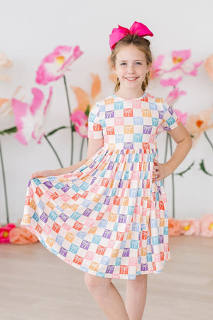 Rainbow Ribbons S/S Pocket Twirl Dress-Mila & Rose ®