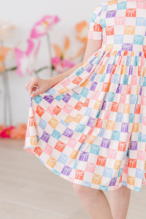 Rainbow Ribbons S/S Pocket Twirl Dress-Mila & Rose ®