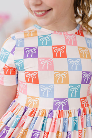 Rainbow Ribbons S/S Pocket Twirl Dress-Mila & Rose ®