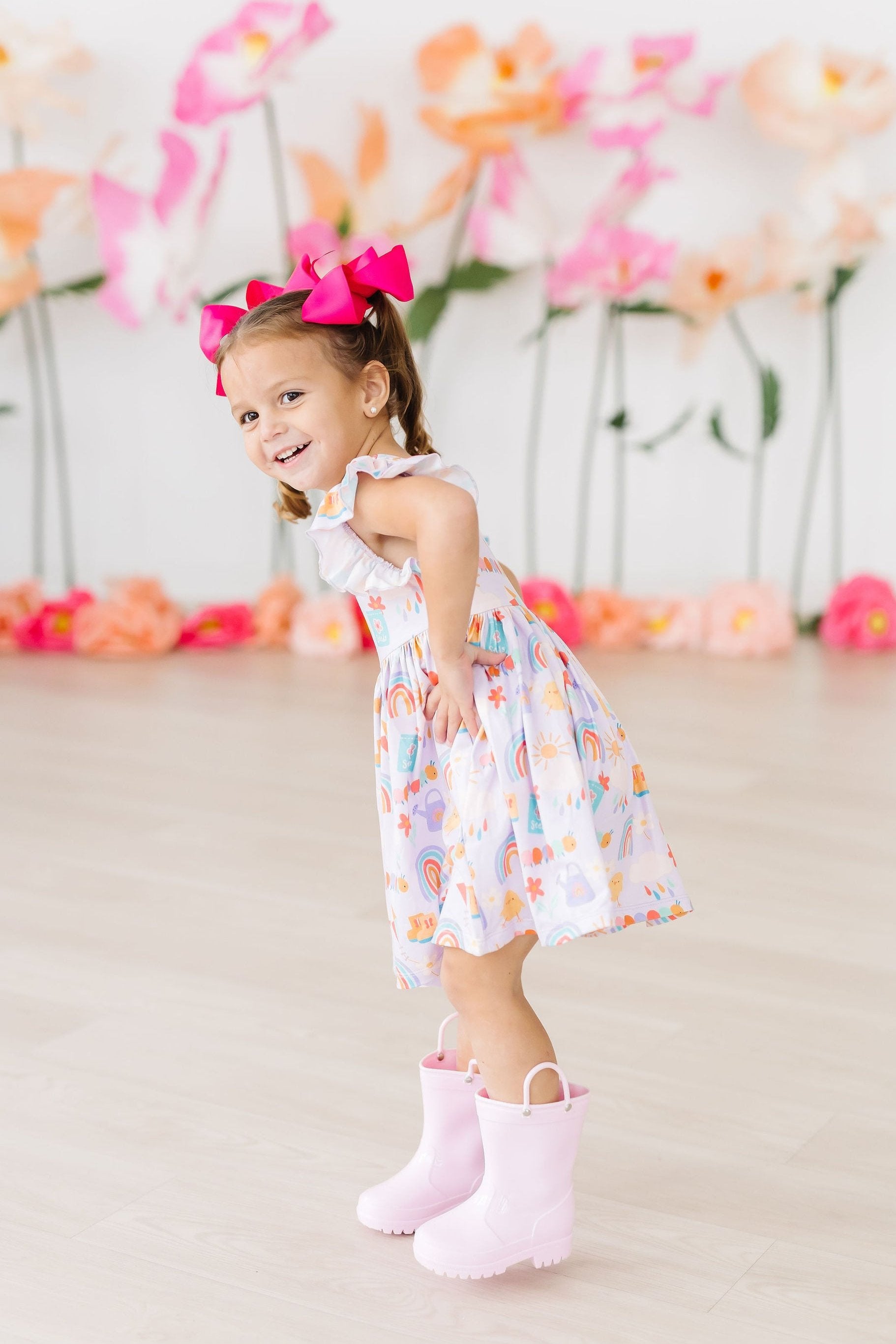 Rainy Day Flutter Sleeve Twirl Dress-Mila & Rose ®