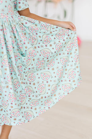 Spring Snails S/S Pocket Twirl Dress-Mila & Rose ®