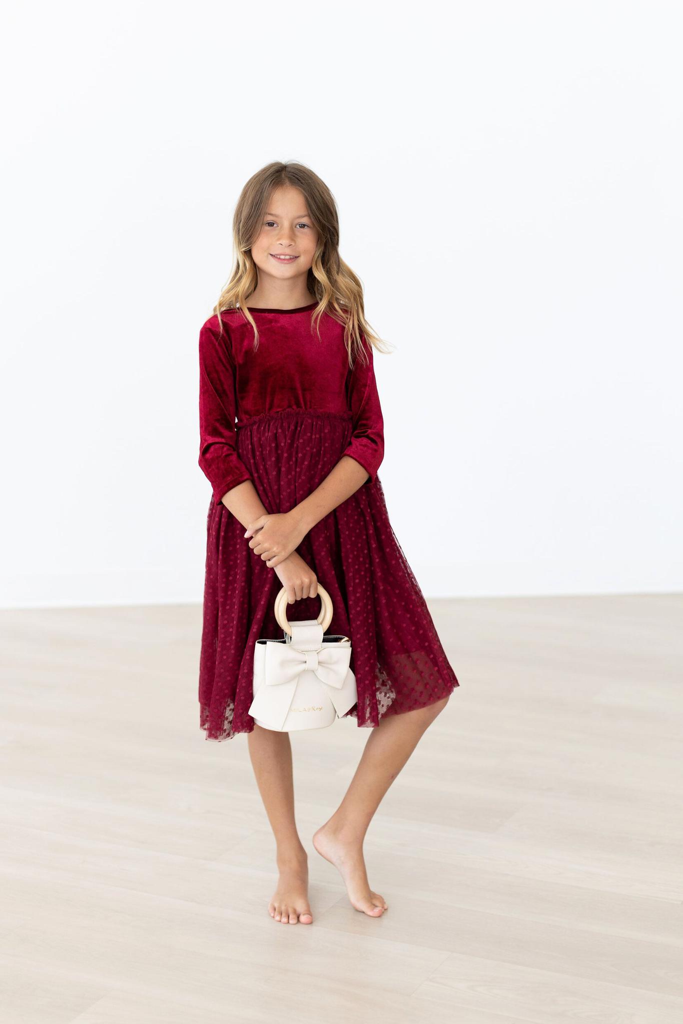 Cranberry Velvet Tutu Dress-Mila & Rose ®