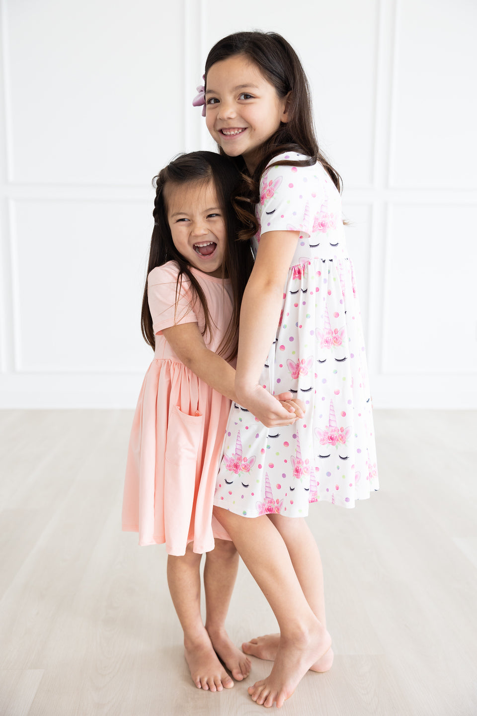 Peach S/S Pocket Twirl Dress-Mila & Rose ®