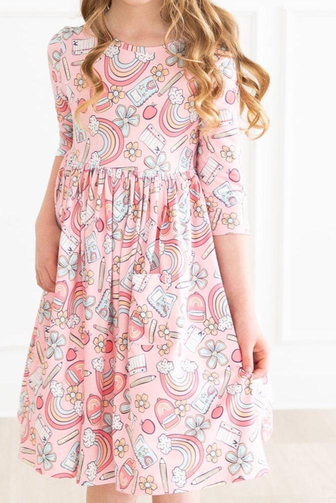 Dream Big Little One 3/4 Pocket Twirl Dress-Mila & Rose ®