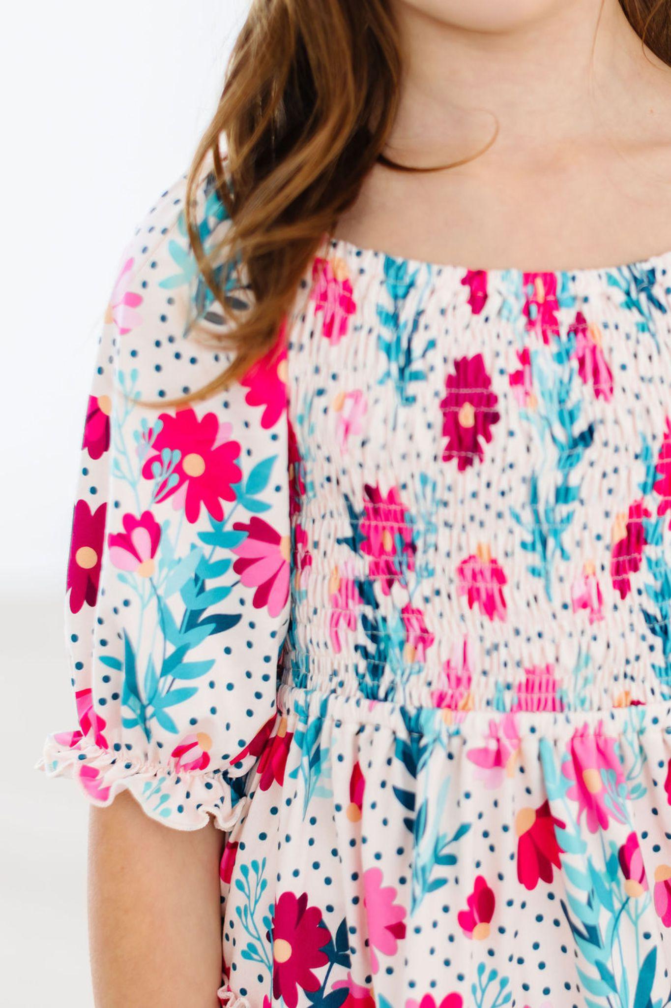 Dots & Daisies Smocked Ruffle Dress-Mila & Rose ®