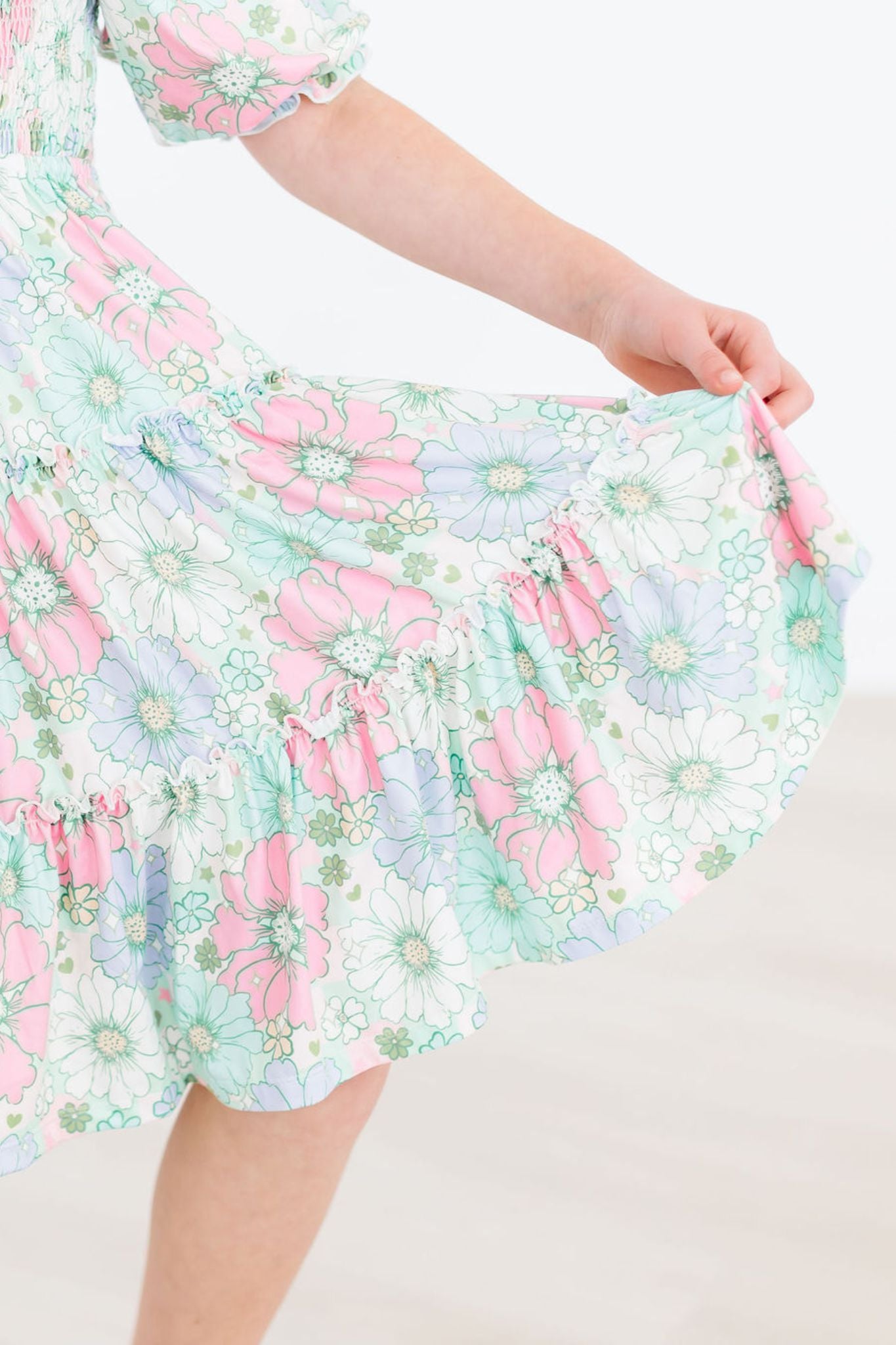 Minty Meadow Smocked Ruffle Dress-Mila & Rose ®