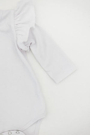 White L/S Flutter Bodysuit-Mila & Rose ®
