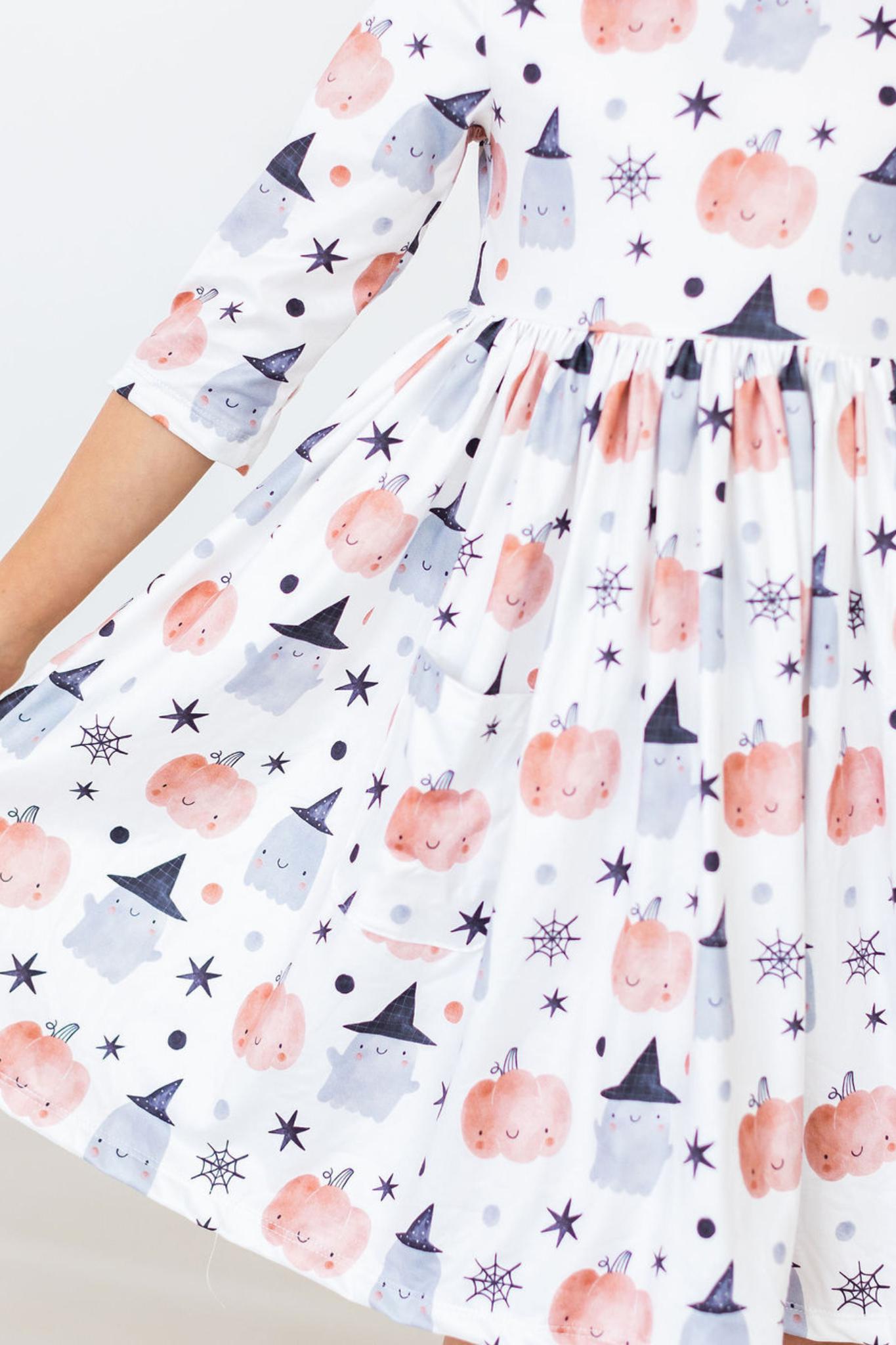 Peek-a-Boo 3/4 Sleeve Pocket Twirl Dress-Mila & Rose ®